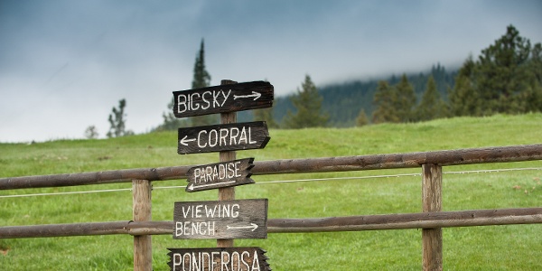 Sign posts at Triple Creek Ranch, Darby MT