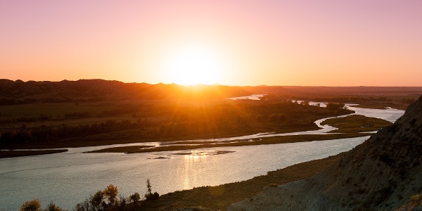 Sunset over a river